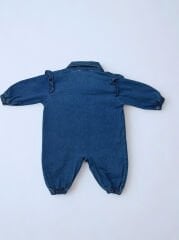 Çiçek Detaylı Kız Bebek Kot Tulum | Rahat ve Şık Denim Tulum 3-12 Ay