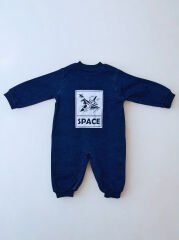Space Yazılı Uçak Baskılı Erkek Bebek Tulum | Rahat ve Şık Uzay Temalı Tulum 3-12 Ay