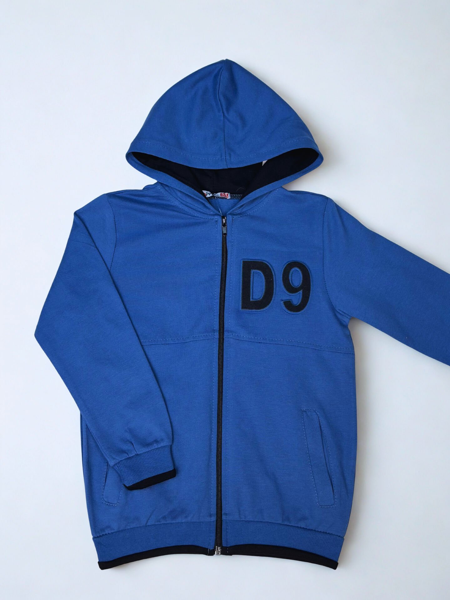 5-8 Yaş Erkek Çocuk Kapüşonlu Fermuarlı Hırka –  Spor Tarz Gri&Mavi