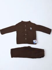 2-5 Yaş Erkek Çocuk Müslin Takım – Gömlek ve Pantolon İkili Set (Kahverengi, Gri, Yeşil)