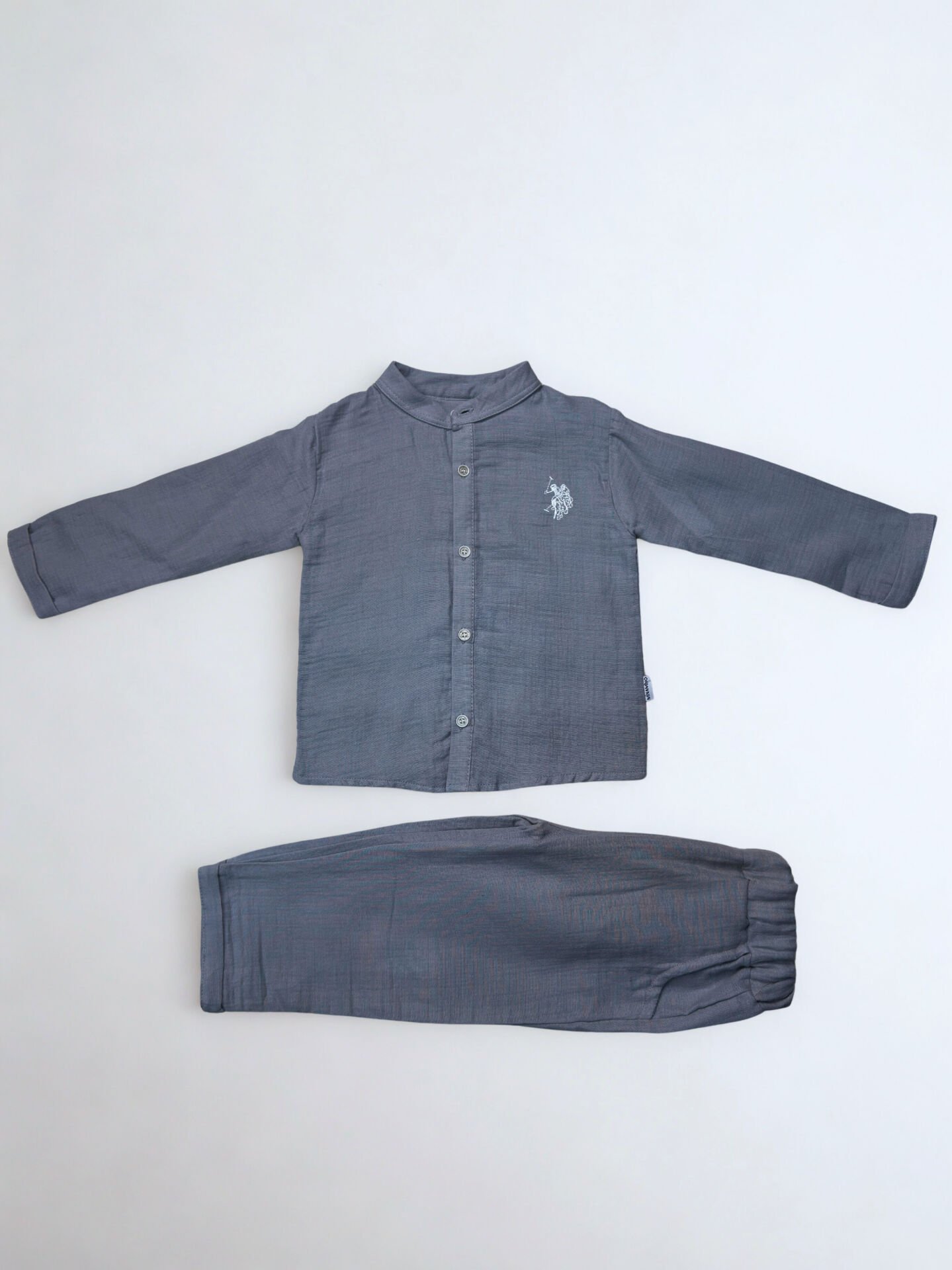 2-5 Yaş Erkek Çocuk Müslin Takım – Gömlek ve Pantolon İkili Set (Kahverengi, Gri, Yeşil)