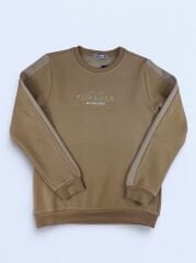 9-12 Yaş Erkek Çocuk Sweatshirt – Kahverengi, “Forever” Yazılı, Şerit Detaylı