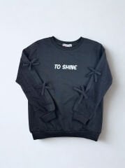5-8 Yaş To Shine Baskılı İki İp Kız Sweatshirt — Siyah