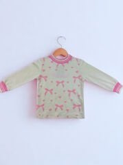 1-4 Yaş Kelebek Baskılı 2 İp Trankful Kız Sweat —Ekru/Pembe