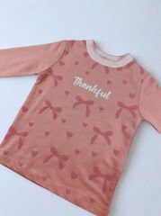 1-4 Yaş Kelebek Baskılı 2 İp Trankful Kız Sweat —Ekru/Pembe