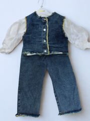 2-6 Yaş Kız Çocuk Şifon Kollu Kot Takım - Şık ve Rahat