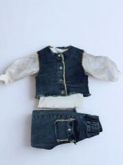 2-6 Yaş Kız Çocuk Şifon Kollu Kot Takım - Şık ve Rahat