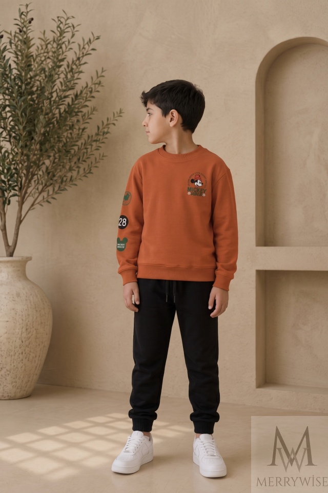 4-12 Yaş Mickey Mouse Baskılı Erkek Çocuk Takım