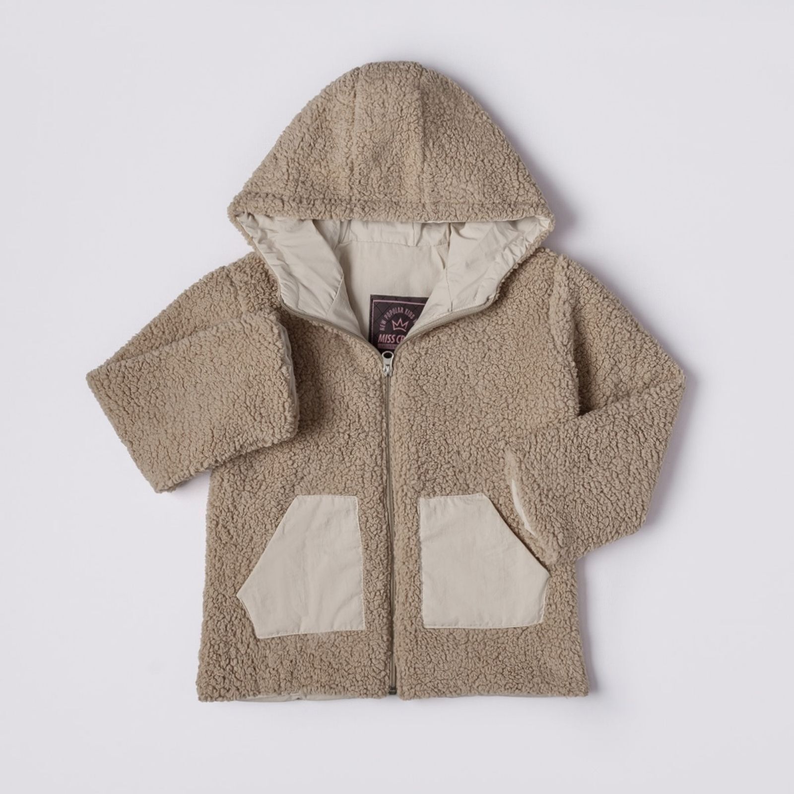 5-8 Yaş Kız Çocuk Şık ve Sıcak Tutan Astarlı Tam Fermuarlı Peluş Ceket