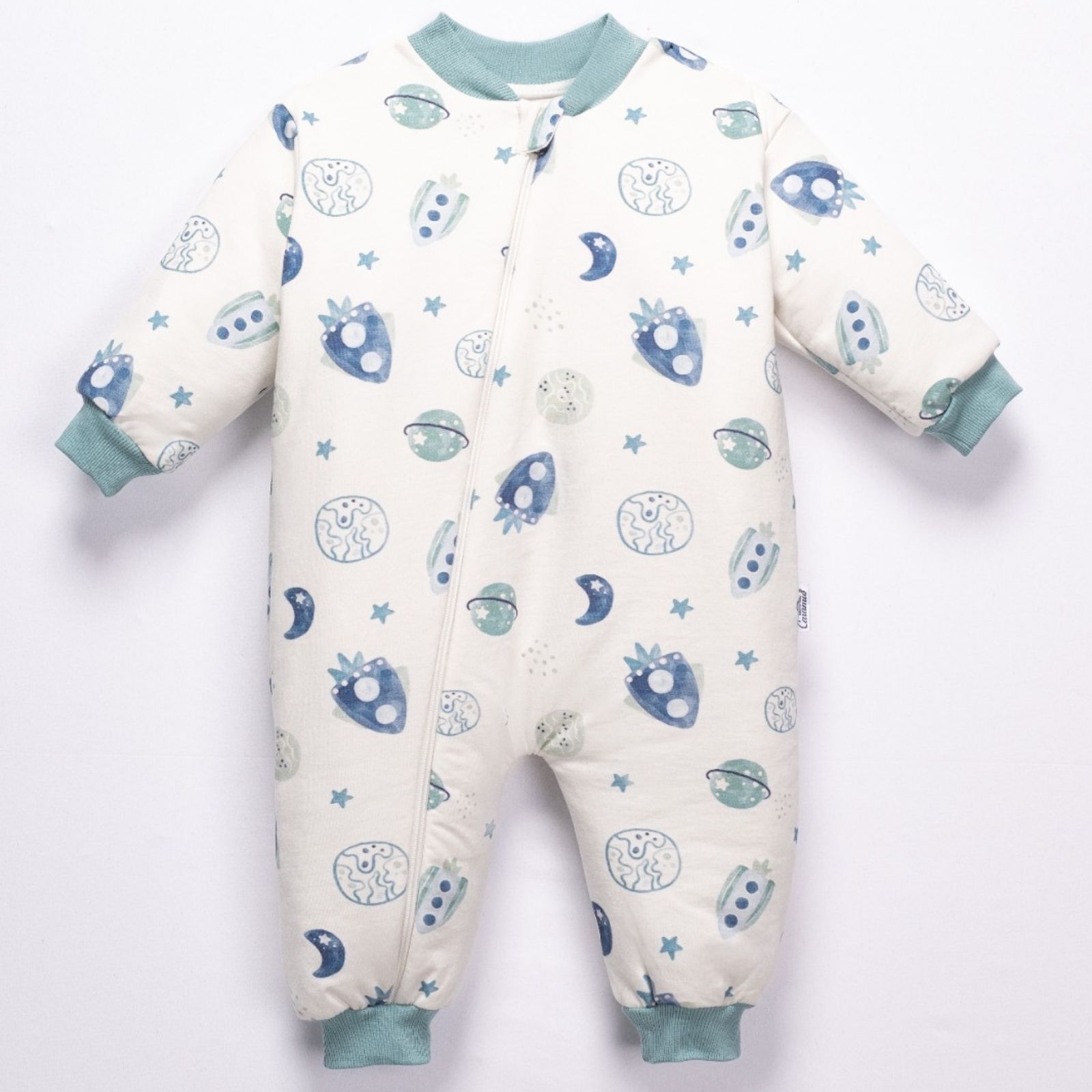 4-6 Yaş Erkek Çocuk Pamuklu Penye Uyku Tulumu | Roket ve Uzay Desenli, Fermuarlı