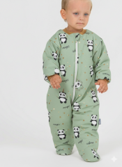 4-6 Yaş Unisex Kalın Penye Uyku Tulumu | Sihirbaz Panda Desenli Fermuarlı Kışlık Tulum