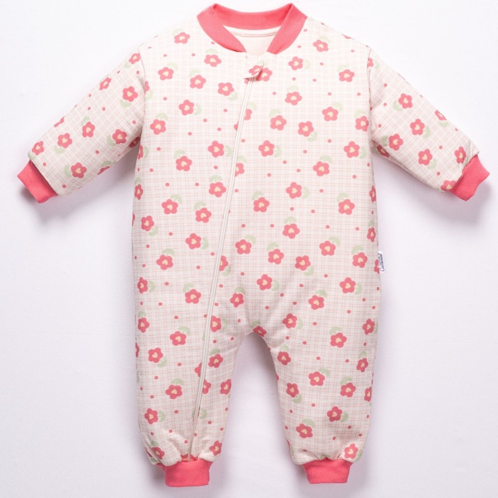 4-6 Yaş Kız Çocuk Çiçek Desenli Kalın Penye Uyku Tulumu | Fermuarlı Kışlık Tulum