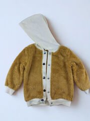 1-4 Yaş Erkek Çocuk Peluş Hırkalı 3'lü Takım - Kahverengi