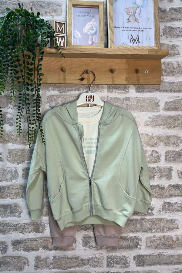 9-24 Ay Kız Bebek Kapüşonlu Fermuarlı Sweatshirt – Pembe Renk Rahat ve Şık Bebek Hırka