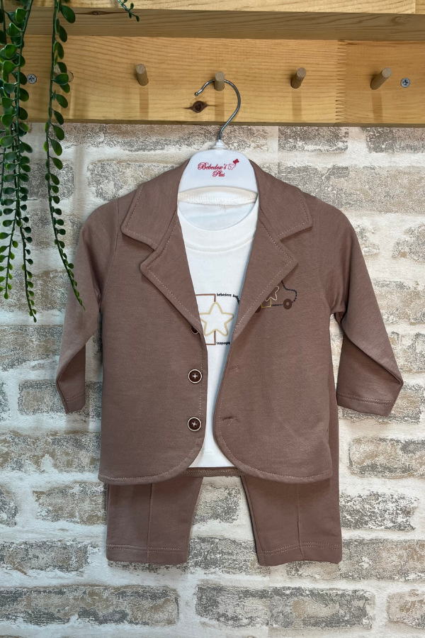 Erkek Bebek Ceketli 3’lü Takım 9-24 Ay – Şık ve Rahat Bebek Takımı