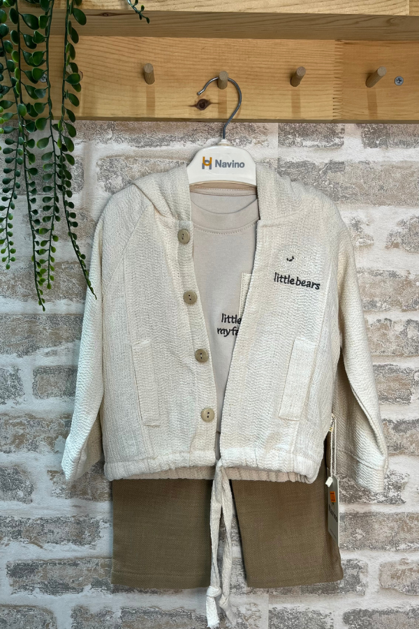 Erkek Bebek Takımı 9-24 Ay – Kapüşonlu Şık ve Rahat Bebek Kombini