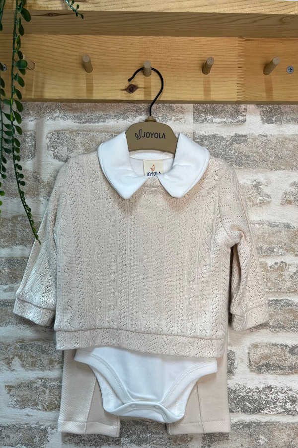 Erkek Bebek Takımı 3-12 Ay – Şık Yaka Detaylı Rahat Bebek Kombini