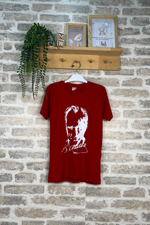 23 Nisan Çocuk Tişörtü 5-12 Yaş – Atatürk Baskılı Kırmızı Özel Gün Tişörtü