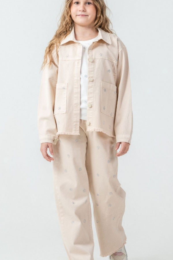 10-13 Yaş Kız Çocuk Takım – Düğmeli Ceketli Pantolonlu Şık Model