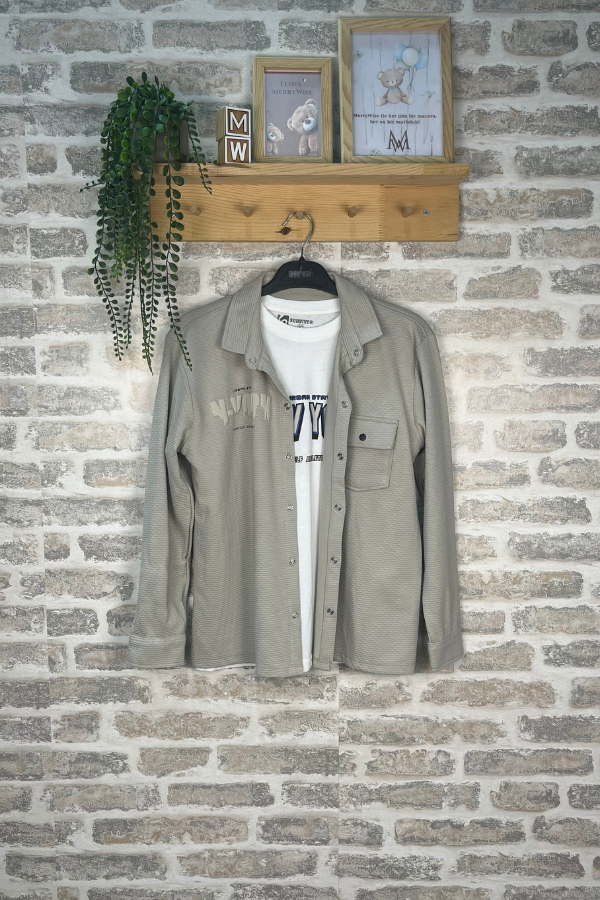 13-16 Yaş Erkek Çocuk Oversize Gömlek Ceket Tişörtlü Takım