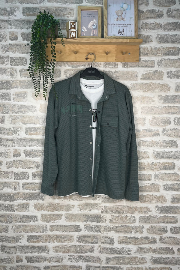 13-16 Yaş Erkek Çocuk Oversize Gömlek Ceket Tişörtlü Takım